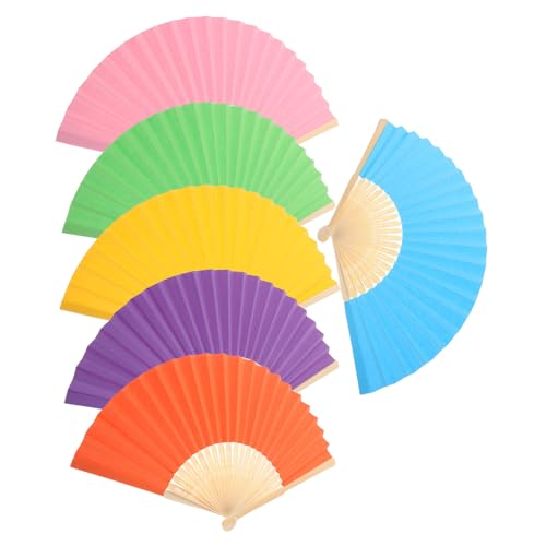 Alipis 6 Stück Faltbare Papierfächer für Bunte Chinesisch Japanische Handfächer Leichter DIY Bastelfächer mit Blanker Oberfläche für Vorschule Partydeko und Kreative Kunstprojekte von Alipis