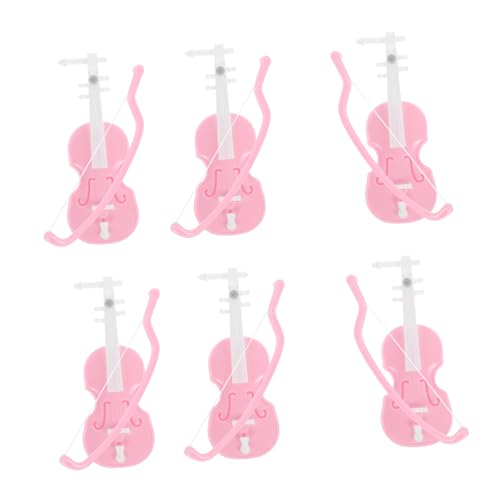 Alipis 6 Stück Geigendekorationen winzig kleine Geige Miniatur -Musikinstrumente Accessoires Violine Mini-Instrumentenschmuck Simulation Geige Ornament Geigenmodellbau Plastik Rosa von Alipis
