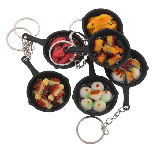 Alipis 6 Stück Mini Food Schlüsselanhänger mit Pfannenanhänger Lustige Mini-schlüsselringe für Taschen Realistische Essen-motive Dumpling Rippchen Wurst Garnele als Party-deko und von Alipis