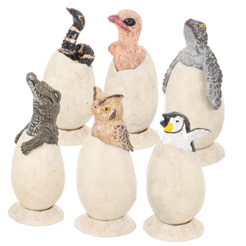 Alipis 6 Stück Teiliges Set Hatching Animal Egg Dinosaurier Pinguin Krokodil Kreative Tiermodelle für Robuste Langlebige Farbenfrohe Designs für Lernspielzeug und Dekoration von Alipis
