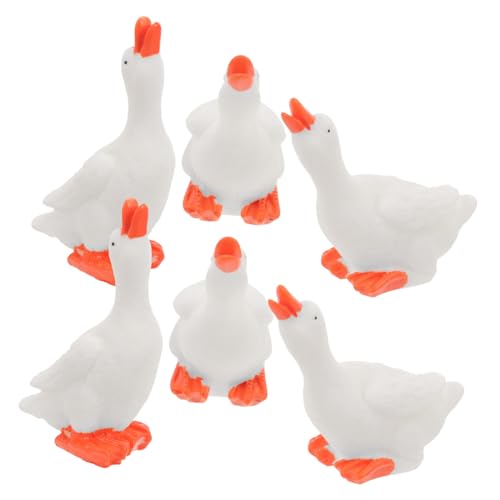 Alipis 6St große weiße Gans Ornament kleine Gänsefigur Miniaturgänse Mini-Enten Animal Figures Schrankdekoration rasenkante kleine Gänsestatuen aus Harz gansförmiges von Alipis