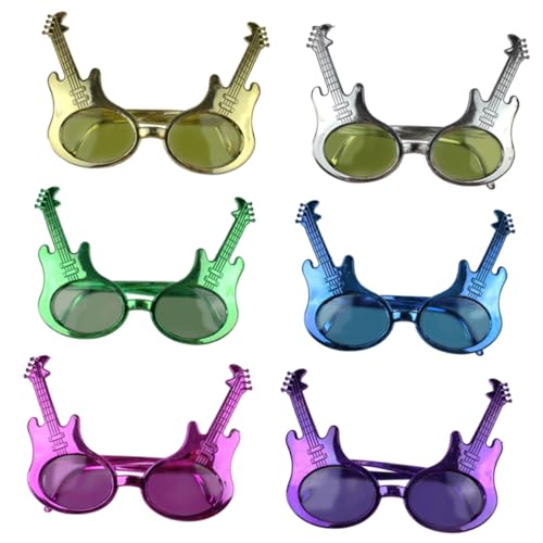 Alipis 6Stücke Gitarrenform Partybrillen Spaßbrille für Festivals Geburtstagsfeiern und Live Auftritte Langlebige und Leichte Partyaccessoires für Erwachsene von Alipis