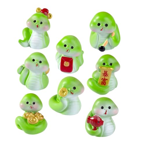 Alipis 8 Stück Miniatur Schlangenfigur Teiliges Harzset mit Feinen Details Vielseitige Mikro Landschaft Dekoration für Tisch Auto und Garten Chinesischer Neujahrs Glücksbringer Handliche von Alipis