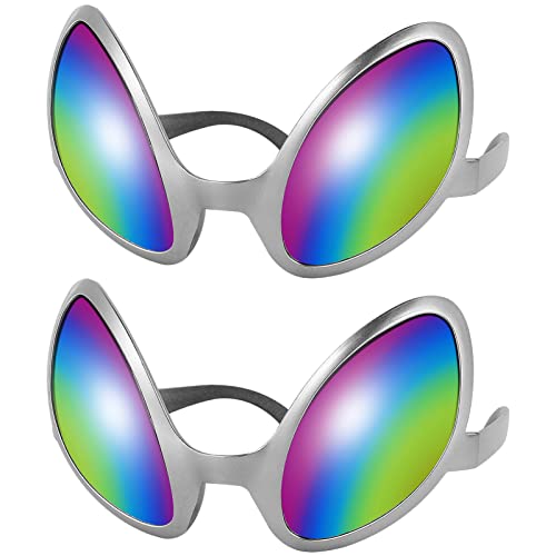 Alipis Alien-Brille Lustige Party-Requisiten Silberner Rahmen Mit Bunten Gläsern Für Kostüme Tanzpartys Und Events – 2Er-Pack Alipis Alien-Brille Lustige Party-Requisiten Silberner Rahmen Mit Bunten Gläsern Für Kostüme Tanzpartys Und Events – 2Er-Pack von Alipis