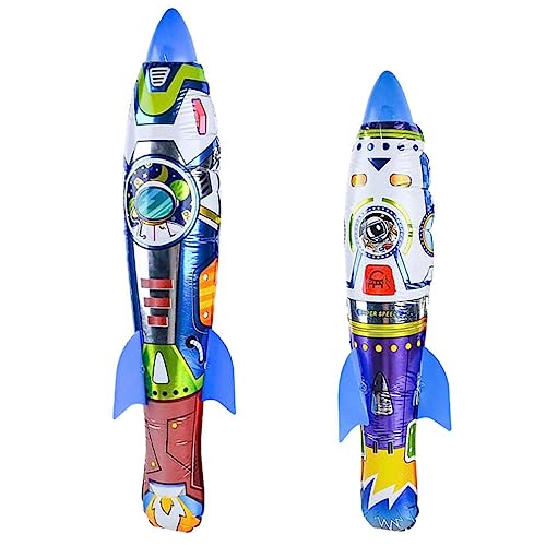 Alipis Aufblasbare Rakete Handgestartet Aufblasbare Rakete Sprengrakete Kinderschießen Fliegender Poolschwimmer 4D-Raketenballon Weltraumballons Für Den Außenbereich 2 Stück 63 Cm/55 cm von Alipis