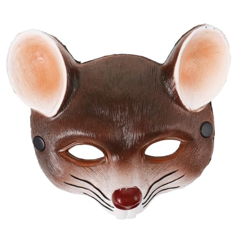Alipis Braune Maske Narbenkopfmaske Halbes Gesicht Tiermaske 3D-Maske Für Halloween Karneval Maskerade Cosplay Party-Requisiten von Alipis