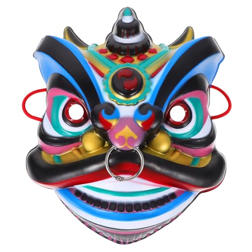 Alipis Chinesische Tanzlöwenmasken 3D-Tanzende Löwenkopfmasken Traditionelle Aufführungslöwenmasken Lustige 2024-Jahr-Des-Drachen-Masken Für Orientalische Opern-Frühlingsfestparty Blau von Alipis