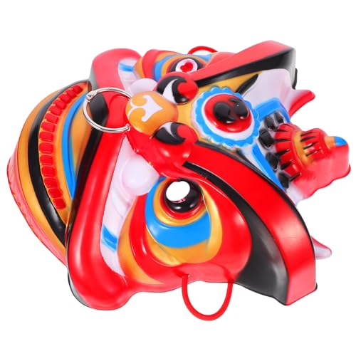 Alipis Chinesischer Drache Löwe Masken, 3D Tanzender Löwenkopf Masken Tiermaske Drache Kopfbedeckung 2024 Chinesisches Neujahr Party Cosplay Kostüm Maske für Party Rot von Alipis