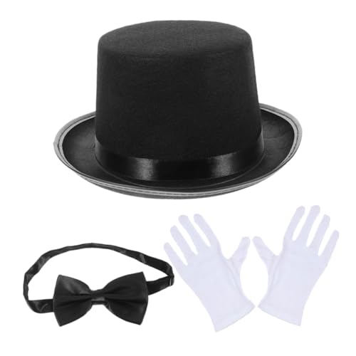 Alipis Detektiv-rollenspiel-set Zylinder Fliege Handschuhe Für Halloween-detektivkostüme Zaubererhut Modisches Gentleman-accessoire von Alipis