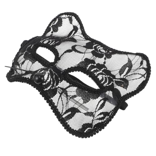 Alipis Fuchs Maske Realistische Katzenmaske Katzen-maskerade-masken Spitzenmaske Maskerade-maske Für Frauen Maskerade Masken Fuchs Maskerade Maske Halloween-katzenmaske Schwarz Plastik von Alipis