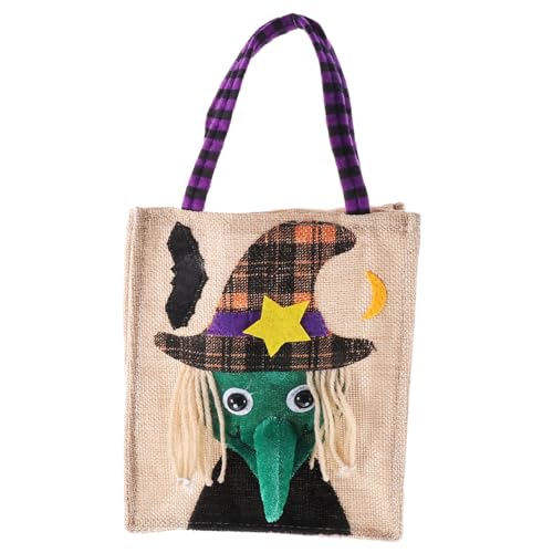 Alipis Halloween Kürbis Handtasche aus Leinen Mittlere Kapazität Süßigkeiten Beutel mit Hexenmotiv Leichte Party Treat Bag für Halloween Fest Dekoration Alipis Halloween Kürbis Handtasche aus Leinen Mittlere Kapazität Süßigkeiten Beutel mit Hexenmotiv Leichte Party Treat Bag für Halloween Fest Dekoration von Alipis