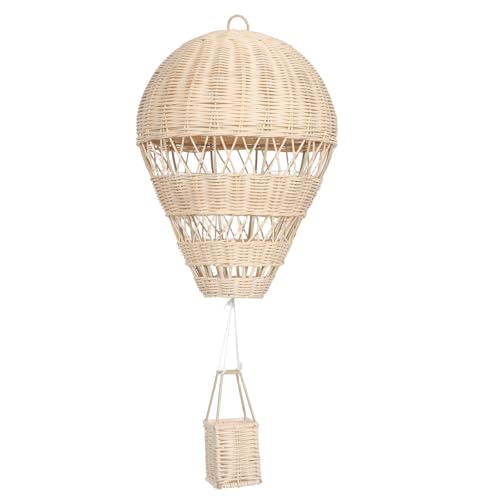 Alipis Handgewebter Heißluftballon: Rattan-Heißluftballon-Hängeornament mit Schnurlampe – handgewebter Anhänger für Partydekorationen, Fotografie-Requisite von Alipis