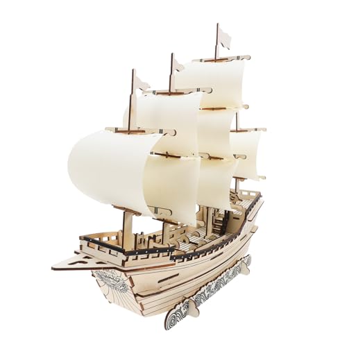 Alipis Holz Segelschiff Modellbausatz Puzzle für Erwachsene DIY Handgefertigtes Schiff mit Glatten Kanten Dekoratives Holzpuzzle Segelboot Bausatz für Schreibtisch und Wohnzimmer von Alipis