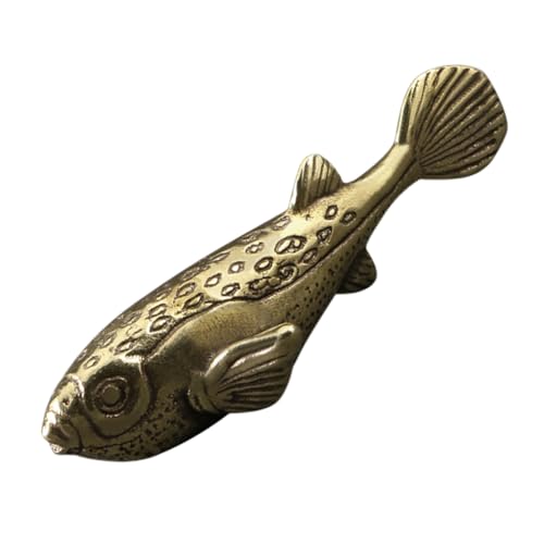 Alipis Karpfen-Ornament aus Messing Quallenlampe Fisch Lampe Netz Surfbrett Aquarium Retro-Fischstatue Retro Desktop Dekoration Fischverzierung aus Messing kleines Fischdekor Golden von Alipis