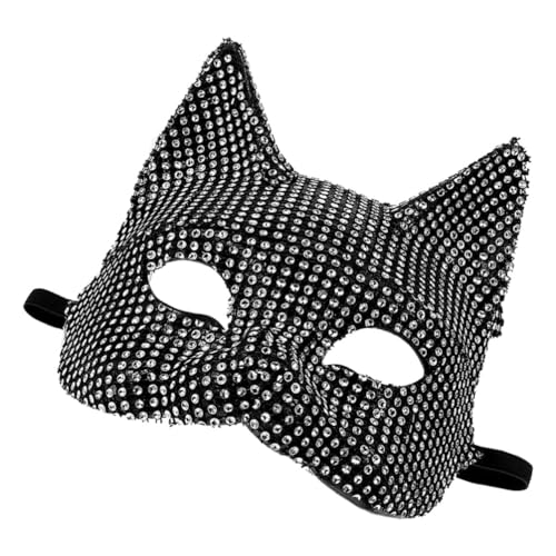 Alipis Katzen-Maskerade-Masken Strass-Masken In Katzenform Glitzernde Maske Geheimnisvolle Halbgesichts-Katzenmasken Katzenohren-Maske Für Maskerade-Geburtstagsparty von Alipis