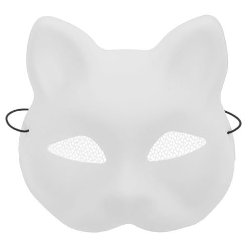 Alipis Katzenmaske Therian-Maske Katze Tier Halbe Verkleidungsmaske Kunststoff Unbemalt Blanko Diy-Halloween-Maske Für Maskerade Cosplay-Party von Alipis