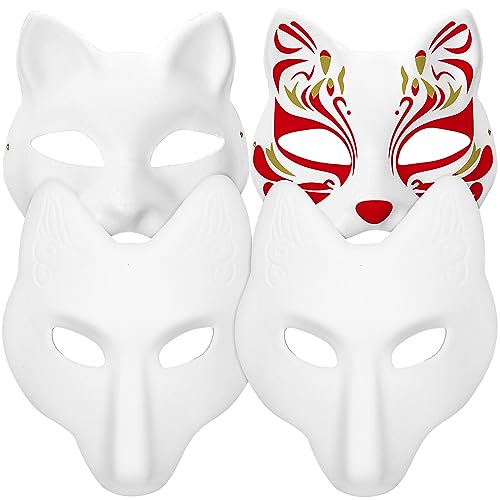 Alipis 4 Stück leere Maske für Cosplay-Party Katze unbemalte Maske weiße Diy bilden Maskerade-Maske Abschlussball Make-up-Kostüm-Requisiten Papiermaske Lehrmittel Kind von Alipis