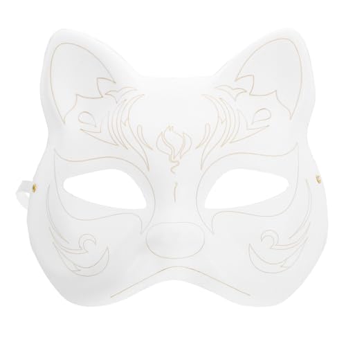 Alipis Katzenmaske Weiße Papierfuchsmasken Leere Maske Unbemalte Tier-Halbgesichtsmasken Diy-Farbe Maskerade-Maske Für Cosplay Kostüm Requisite Karneval Tanz Partys Gastgeschenke B von Alipis