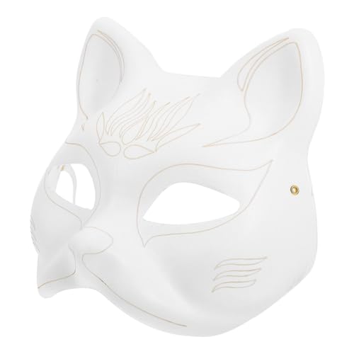 Alipis Katzenmaske Weiße Papierfuchsmasken Leere Maske Unbemalte Tier-Halbgesichtsmasken Diy-Farbe Maskerademaske Für Cosplay Kostüm Requisite Karneval Tanz Partygeschenke von Alipis