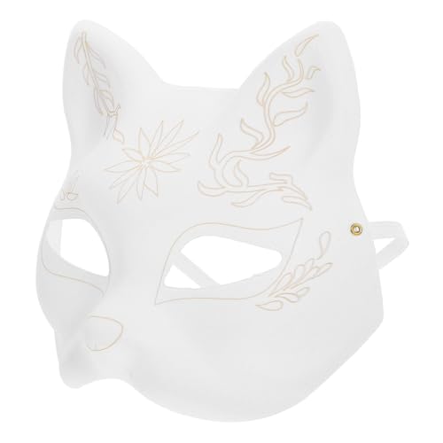 Alipis Katzenmaske Weiße Papierfuchsmasken Leere Maske Unbemalte Tier-Halbgesichtsmasken Diy-Farbe Maskerademaske Für Cosplay Kostüm Requisite Karneval Tanz Partyzubehör C von Alipis