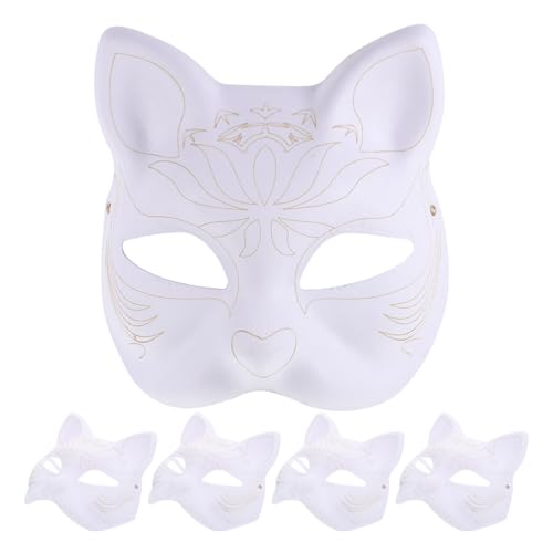 Alipis Katzenmasken 5 Stück Weißes Papier Blanko Handbemalte Unbemalte Katzen-Halbmasken Schlichte Maskerademasken Halloween-Masken Bemalbar Partygeschenke Für von Alipis