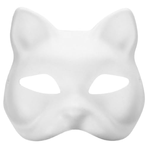 Alipis Katzenmasken Therian-Masken Weiße Katzenmasken Leere Diy-Halloween-Maske Halbe Maskerademasken Für Karneval Partygeschenke von Alipis