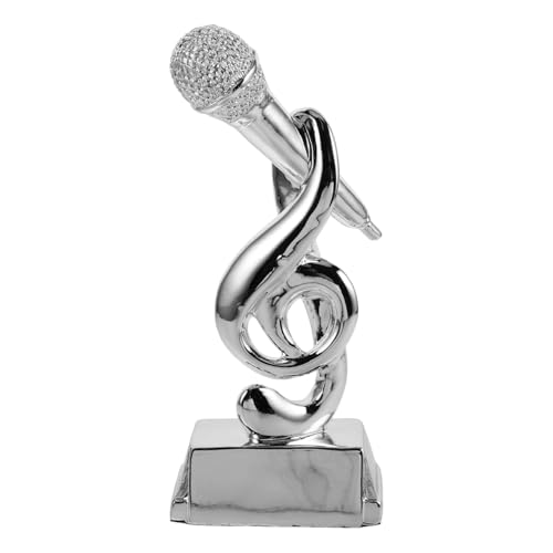 Alipis Mikrofon Trophäe Mikrofone Grammy Award Trophäe Musik Trophäe für Sänger Lustige Trophäe Mikrofon geformte Trophäe Musikwettbewerb Trophäen Halloween Trophäe Mini Trophäe Silber Harz von Alipis
