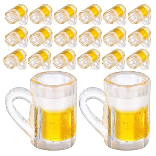 Alipis Mini-Bierkrug-Set, bezaubernd, Kunstharz, Mini-Bierbecher für Puppenhaus-Zubehör für Heimwerker, Handwerk, Mikro-Landschaftsdekoration, kleine Glasornamente, 24-teilig von Alipis