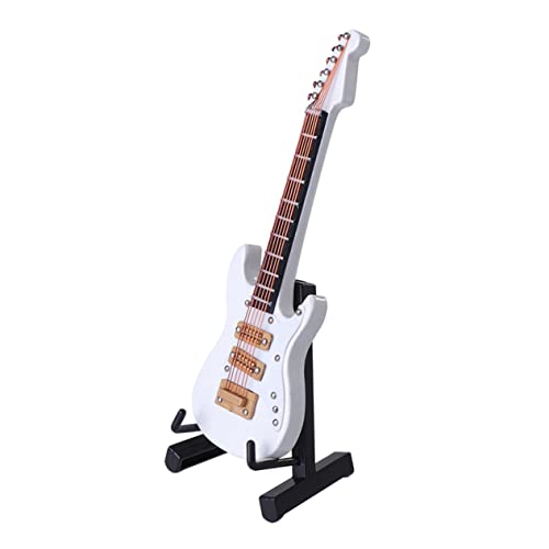 Alipis Mini Gitarre Modell Dekofigur Weiß mit Box und Schwarzem für Geburtstagsfeiern und für Musikliebhaber Tischdekoration für Zuhause und Büro von Alipis