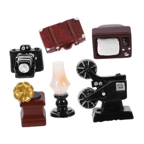 Alipis Miniatur Retro Kamera Deko Teiliges Puppenhaus Zubehör Vintage Grammophon Koffer für Kreative Fotografie und DIY Szenen Hochwertiges Sicheres Material von Alipis
