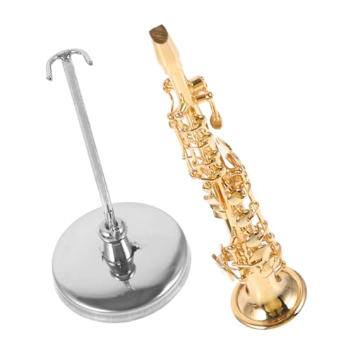 Alipis Miniatur Saxophon Modell mit Etui und Sockel Detailgetreues Dekoratives Instrument für Wohn und Arbeitszimmer Hochwertiges Saxophon Dekorationsobjekt für Musikliebhaber von Alipis