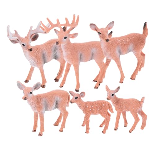 Alipis Miniatur-hirschfiguren: 6 Stück Simulierte Weißwedelhirsch-kuchenaufsätze – Plastikfiguren Als Spielzeug für Kinder, Weihnachts-, Babyparty- Und Geburtstagsparty-dekorationen von Alipis