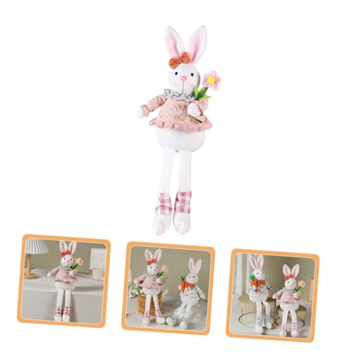 Alipis Osterhase Plüschfigur Sitzend Langbeinige Dekoration Rosa Lebensechter Osterhase Stofftier für Frühlingsfest und Partygestaltung von Alipis