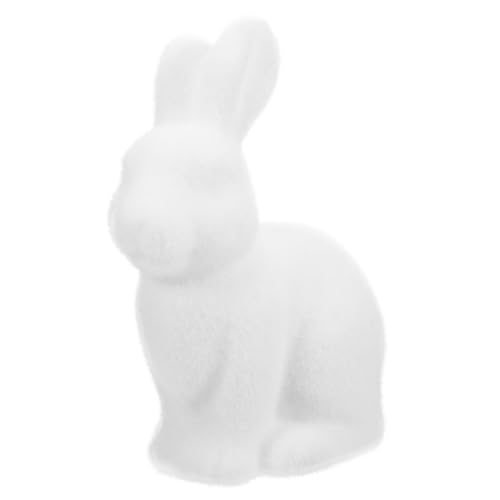 Alipis Osterhase hasenfiguren Easter Decoration ostertischdekoration Frühlingsdekoration Hasenstatue Moos Hasen Fee Miniaturfigur Frosch ostergartenfiguren Ostergarten basteln Schaum Weiß von Alipis