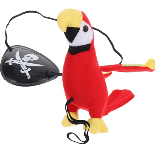 Alipis Piratenpapagei auf Der Schulter: Ausgestopfter Schulterpapagei mit Augenklappe – Piratenkostüm-zubehör für Kinder, Jungen Und Mädchen, Halloween-dekoration, Party-requisite von Alipis