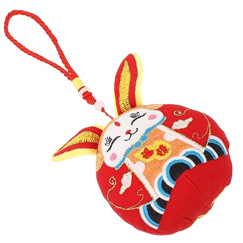 Alipis Plüsch Hase Figur Niedliches Hängendes Kaninchen Ornament für Neujahrsfeier Geburtstagsgeschenk Hochzeitsdekoration Retro Chinesischer Kuscheltier für Zuhause von Alipis