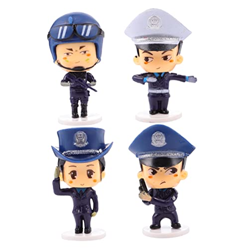 Alipis Polizei Tortenfiguren 4 Stück Cartoon Figuren Kuchendekoration Wiederverwendbare Dessert Dekoration für Kinderpartys Lebendige Farben Partyzubehör von Alipis