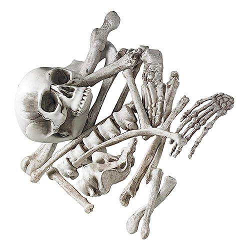 Alipis Realistisches Halloween Skelett Teilig Weiß Kunststoff Dekoration für Haunted House Bar Party Gruselige Deko für Halloween Fasching Karneval und Themenveranstaltungen von Alipis