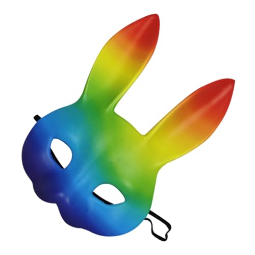 Alipis Regenbogenhasenmaske Maskenball Festliche Karnevalsmaske Feier- Maskenball- Hasenmasken Frauenmaske PU- Halbgesichtsmaske aus Party-Masken PU von Alipis