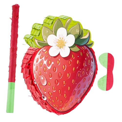 Alipis Rote Erdbeer-piñata aus Pappe mit Blindfold und Robustes Sommer-frucht-partyspiel für Geburtstagsfeiern Cinco De Mayo und Kinderfreundliche Feierdekoration von Alipis