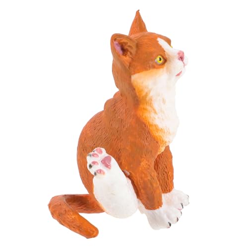 Alipis Simulationskatzenmodell Animal Figures Cutie Cats cat Toy gefälschtes Katzenmodell interaktives Katzenjagdspielzeug Kleiner Katzenschmuck Katzenverzierung für den Tisch PVC Orange von Alipis