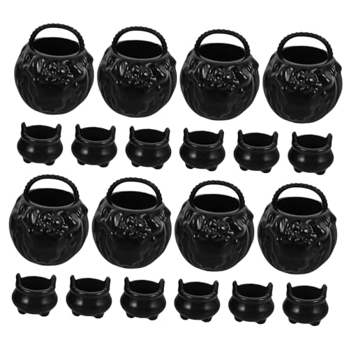 Alipis Teiliges Halloween Mini aus Robustem Schwarze Mini Cauldron Pots und Witches Buckets für DIY Dekoration Puppenhaus Tisch und Party Mitgebsel von Alipis