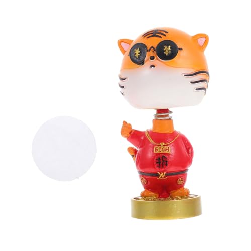 Alipis Harz Tiger Ornament Cartoon Modell Auto Neujahrsgeschenk Rot Wohlstand Tiger Puppe von Alipis