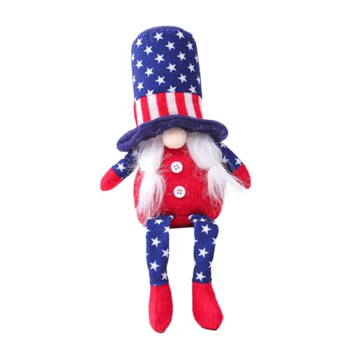 Alipis Unabhängigkeitstag-gnomenpuppe Heimbüro-Dekoration Hochbeinige GNOME-sitzpuppe Festival-Ornament von Alipis