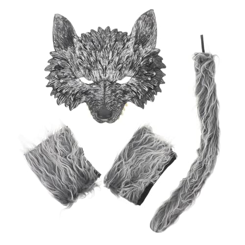Alipis Wolf Cosplay Kostüm Teilig mit Maske Handschuhe und Leichtes Party Accessoire für Halloween Fasching Cosplay und Karneval Unisex Geeignet von Alipis