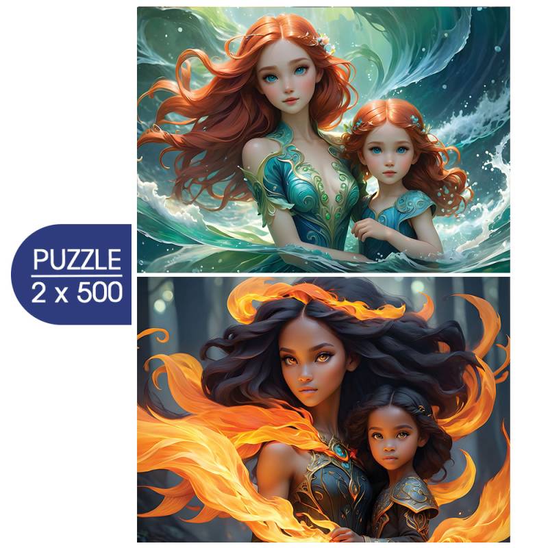 Alipson Puzzle 2 Puzzles - L'Eau et le Feu - Collection Mère et Fille 500 Teile Puzzle Alipson-Puzzle-F-50221 von Alipson Puzzle