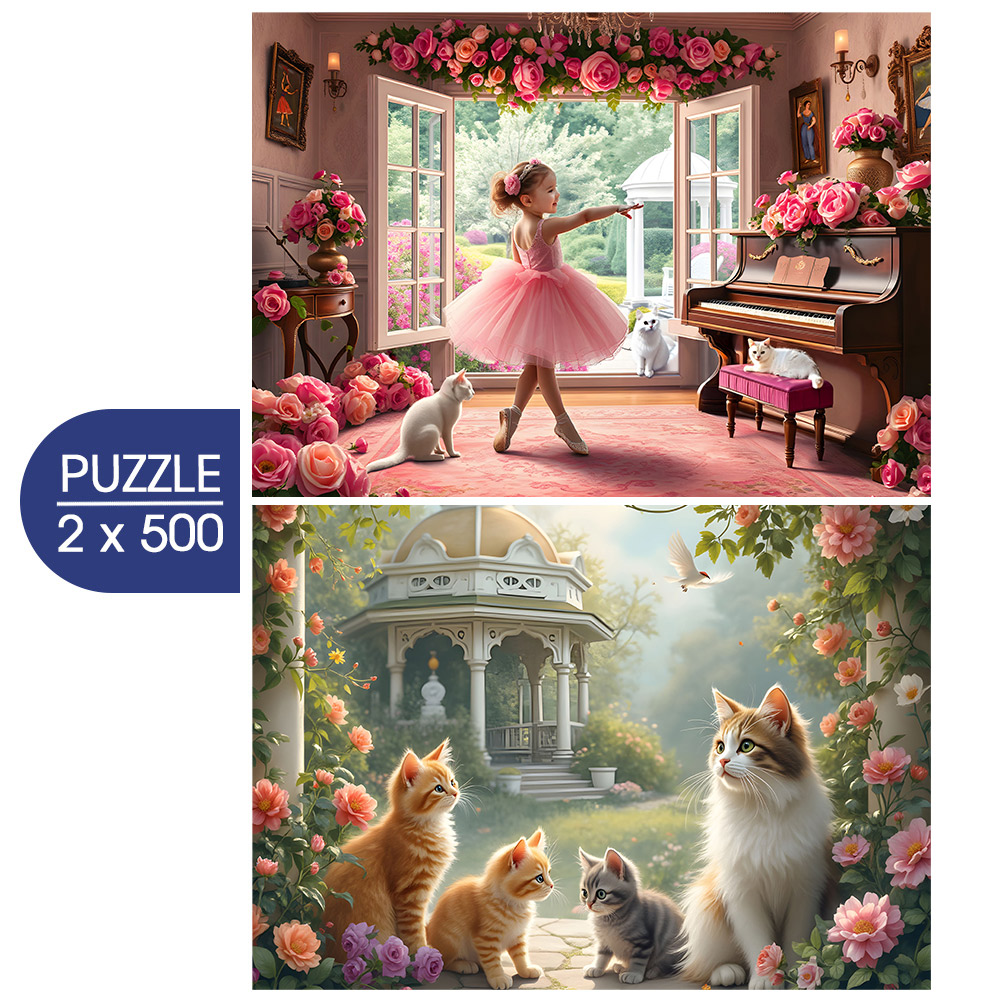 Alipson Puzzle 2 Puzzles - Petite Ballerine et Jardin Romantique 500 Teile Puzzle Alipson-Puzzle-F-50259 von Alipson Puzzle