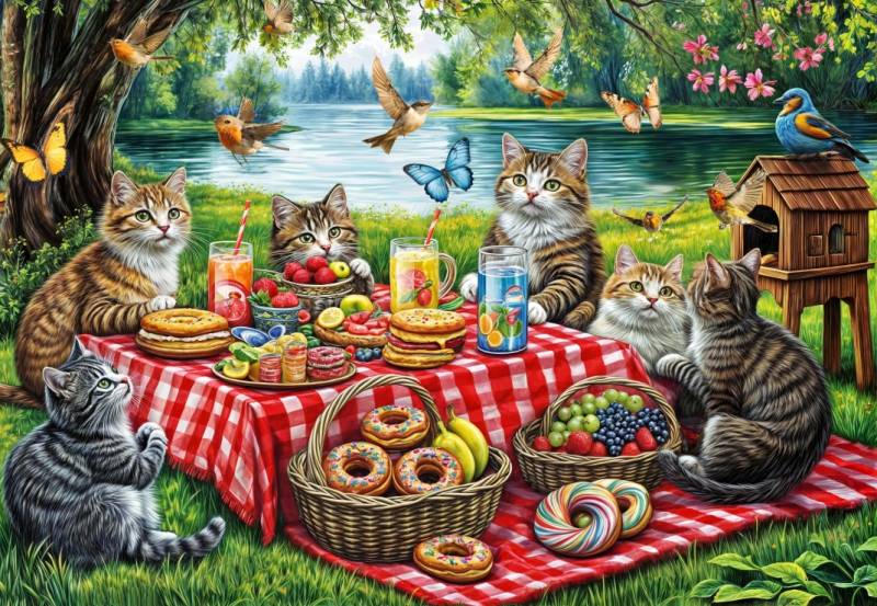 Alipson Puzzle Das Katzenpicknick 1000 Teile Puzzle Alipson-Puzzle-F-50343 von Alipson Puzzle