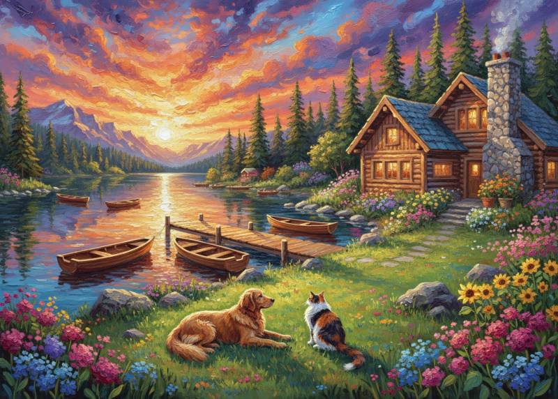 Alipson Puzzle Sonnenuntergang über dem See 500 Teile Puzzle Alipson-Puzzle-F-50357 von Alipson Puzzle