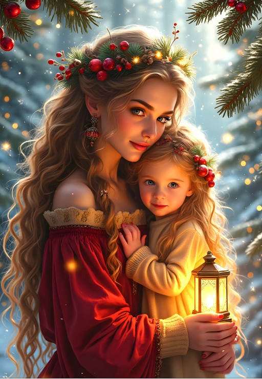 Alipson Puzzle Weihnachtszärtlichkeit - Mutter und Tochter Kollektion 1000 Teile Puzzle Alipson-Puzzle-F-50279 von Alipson Puzzle